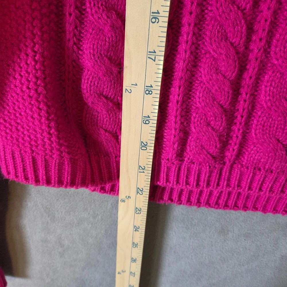 Hippie Rose Cable Knit Sweater Women Medium Pink Cropped Chunky Barbiecore Boho
